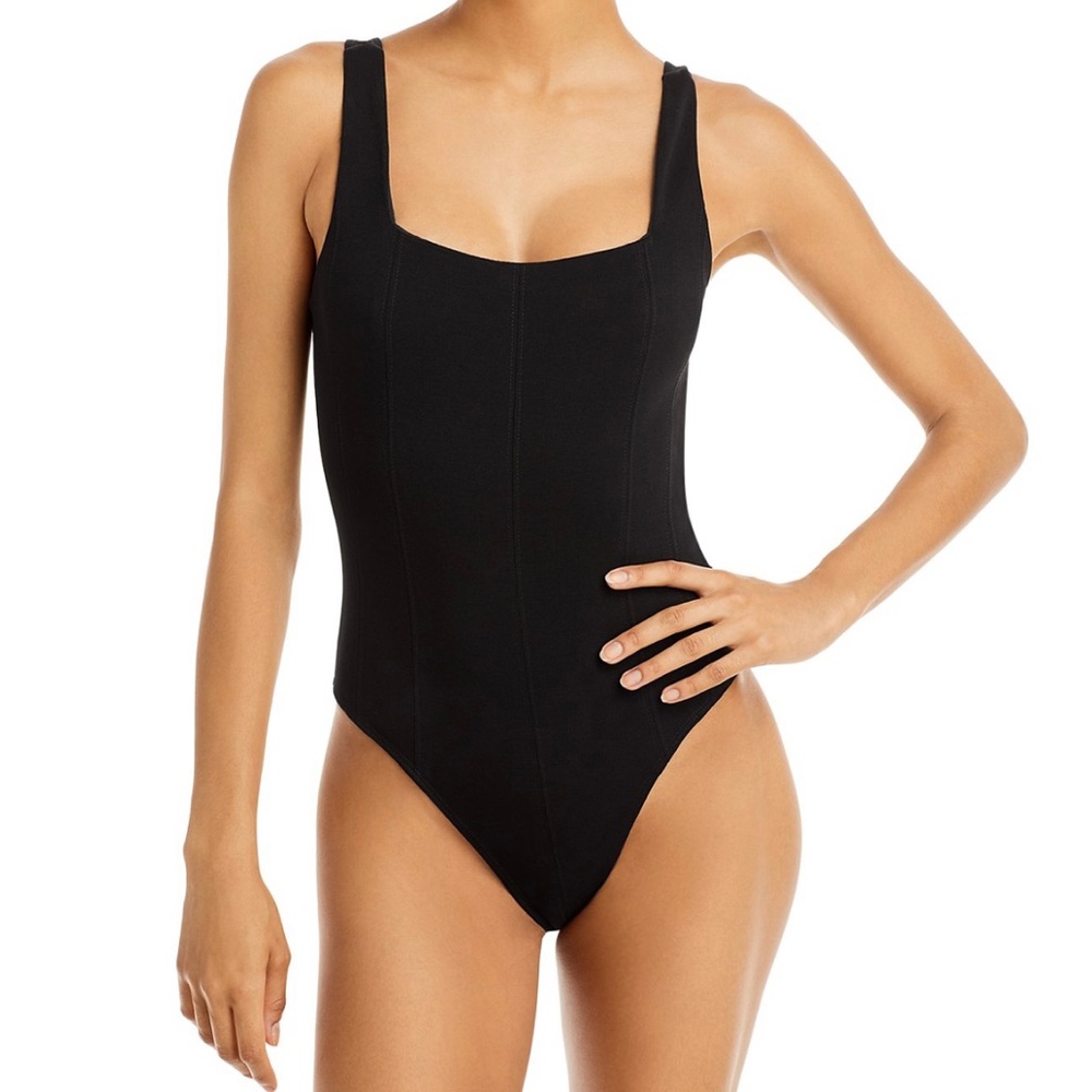 AQUA Square Neck Corset Bodysuit - NWT